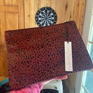 Red Leopard Calf Hair Dolce Sole Society Clutch NWT